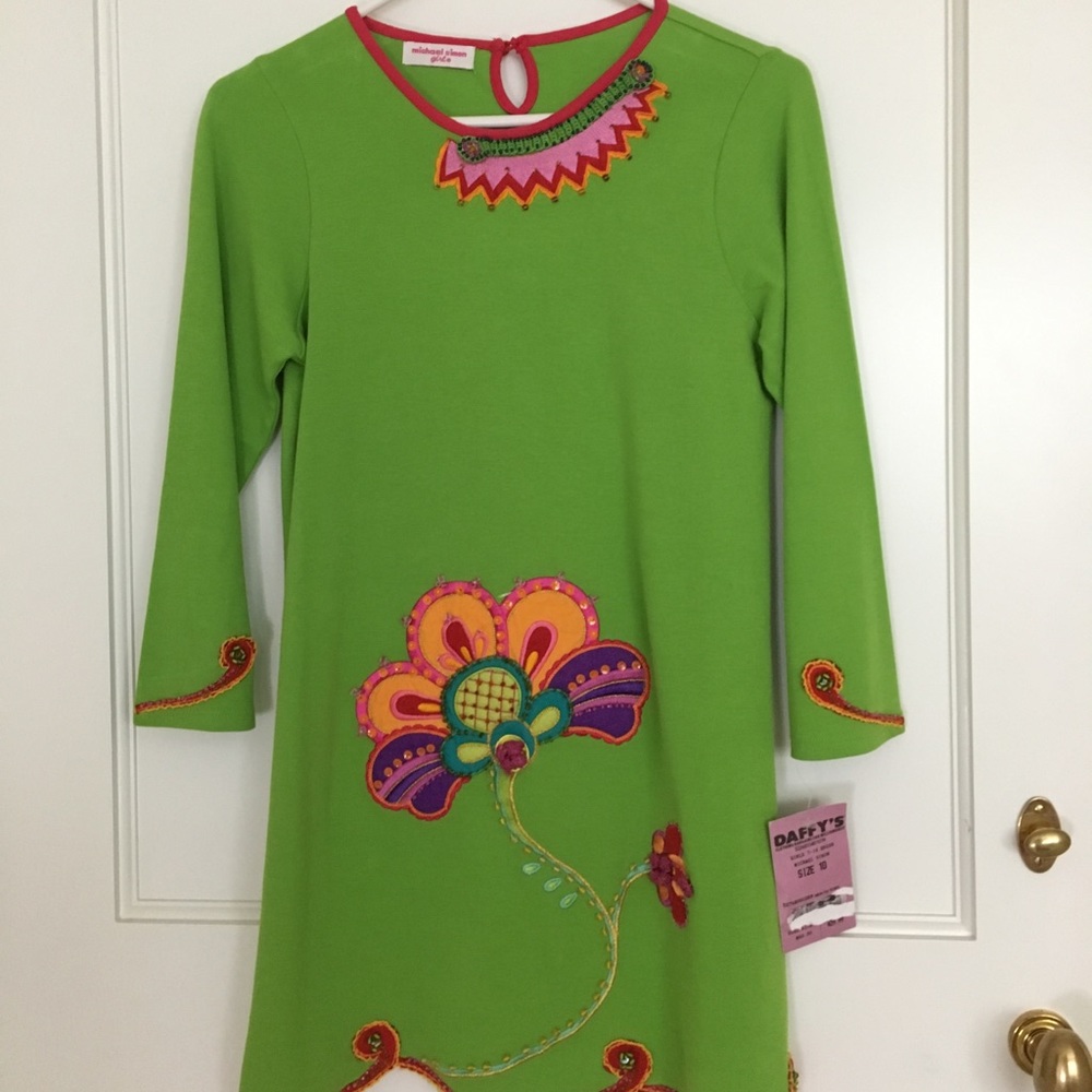 Michael Simon Girl’s Green Flower Dress